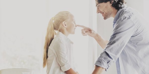 A father talking to his daughter