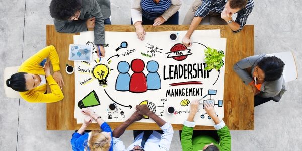 A team sitting around a table